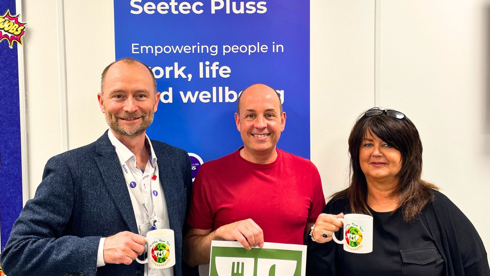 Ray (Centre) with his Seetec Pluss coaches Ant and Lynn