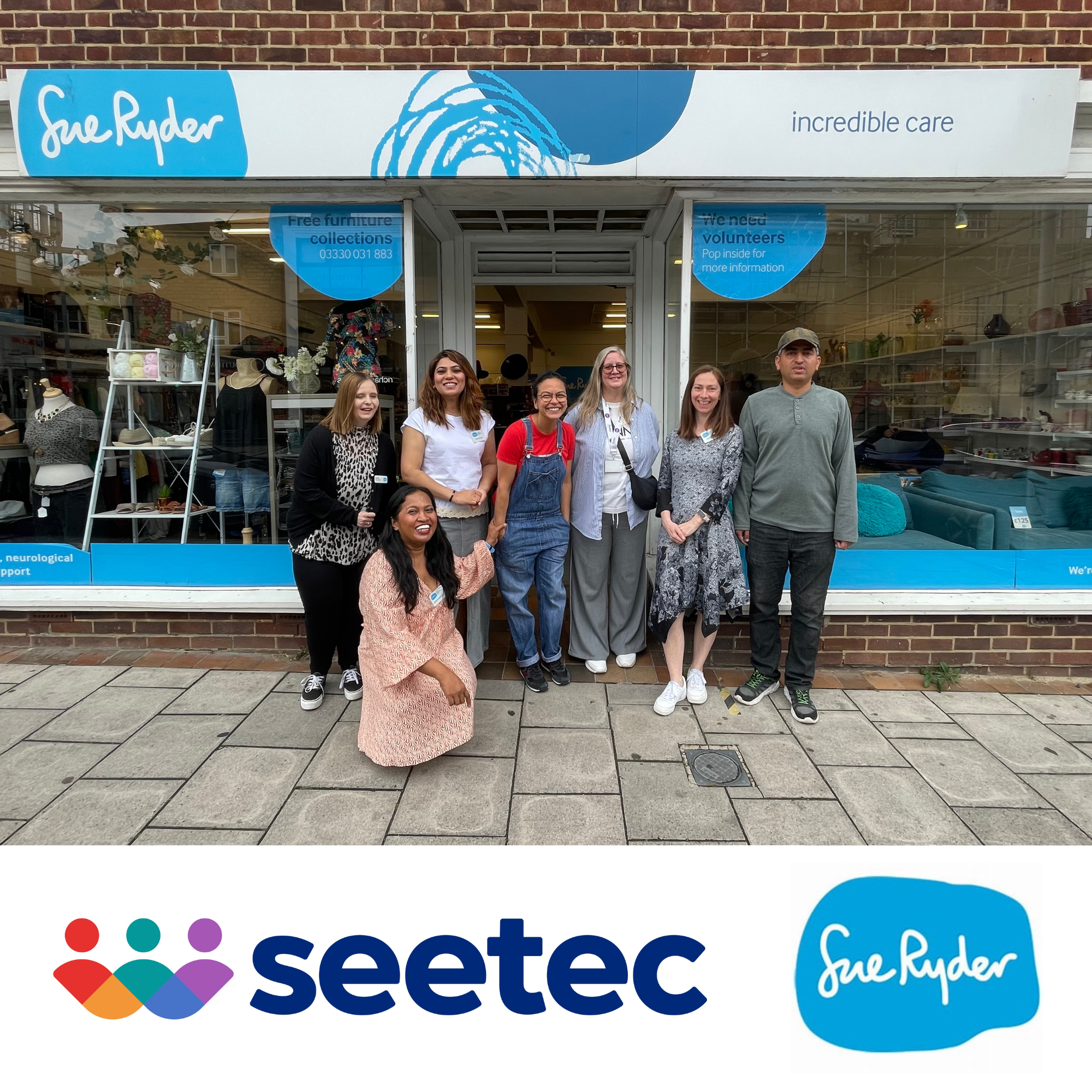 Seetec Work and Health Programme participants pictured with Sue Ryder staff and non Seetec volunteers.